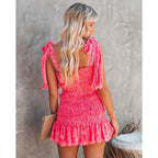 Spaghetti Straps Corset Dress Casual Lotus Leaf