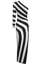 Delia Black and White Striped Maxi Dress