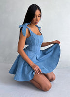 Bow Tie Denim Corset Dress