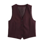 Coral Button-Up Crop Vest