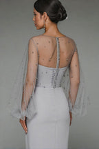 Alena Sheath Pearl Maxi Dress-Grey