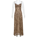 Leopard Aura Midi Dress Brown