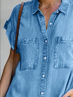 Ginnie Pintuck Button Down Shirt Dress