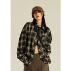 Oversized Navy Plaid Button Up Shirt