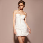 Short Sling Dress Lace up White Hip