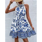 Paula Luxe Women's Floral Halter Back Mini Dress Elevated Occasion Wear