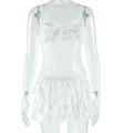 Solid Color Frillies Swing Hip Round Neck Sleeveless Dress
