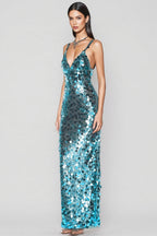 Ellis Sequin Deep V Strapless Maxi Dress