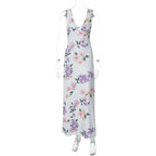 Floral Backless Slit Maxi Dress