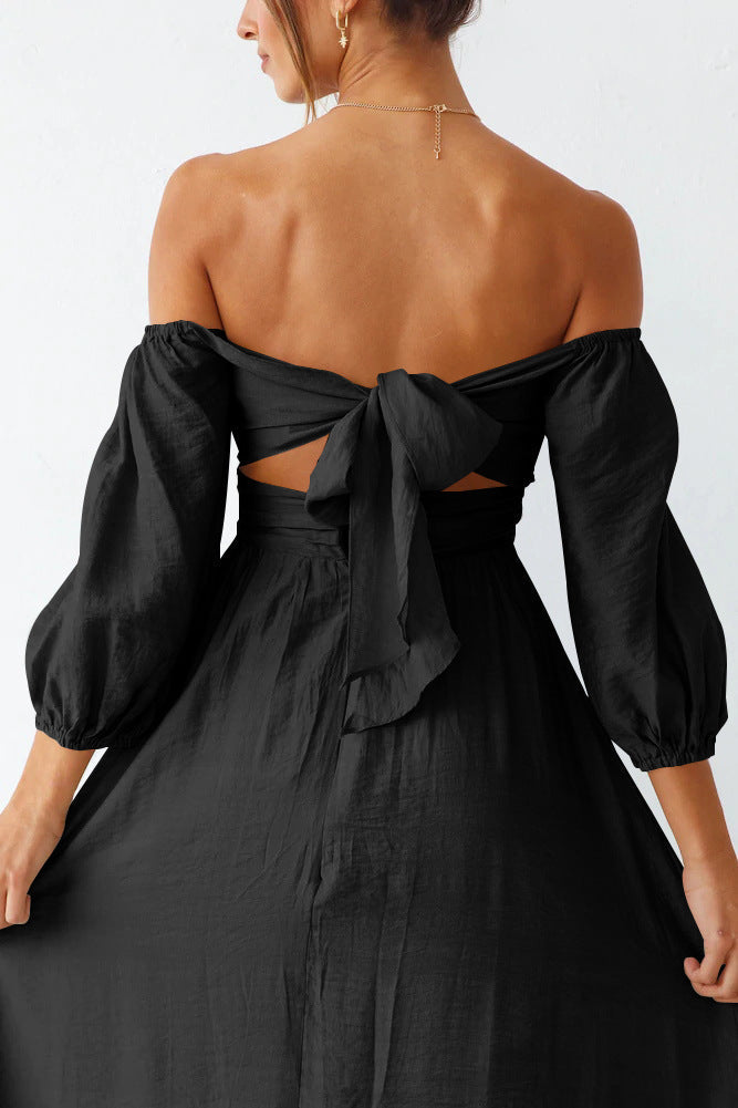 Samantha Puff Sleeve Midi Dress Black