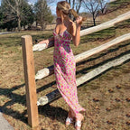 Floral Suspender Lace Long Dress