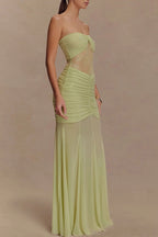 Fashion Lace Splicing Sexy Sleeveless Off-shoulder Slim Maxi Dress