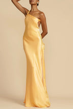 Spring and summer new party oblique shoulder slim dress INS casual elegant party fashion satin dress