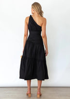 Fall In Love One Shoulder Maxi Dress Black