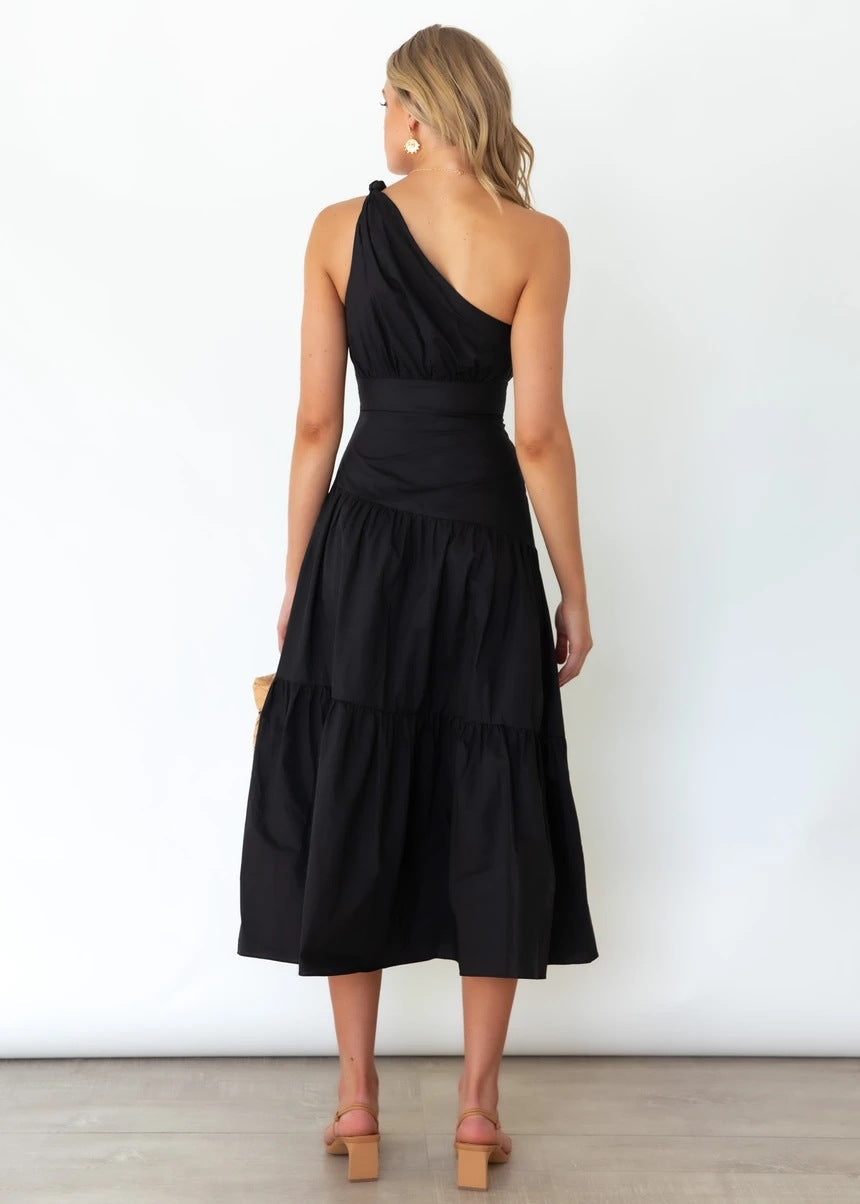 Fall In Love One Shoulder Maxi Dress Black