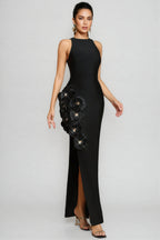 Noa Black 3D Floral Bandage Maxi Dress