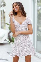 Zarena Printed Babydoll Dress Taupe Grey