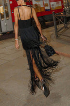 Sexy Halterneck Open Back Elegant Tassel Slim Maxi Dress