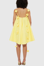 Women's new suspender satin dress INS casual loose vacation elegant yellow rose dress