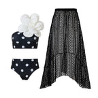 Floral Print One Piece Swimsuit Women Retro Belly Covering Chiffon Dress Swimsuit