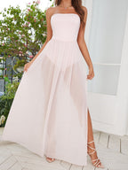 Free Falling Strapless Tiered Maxi Dress Shell