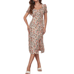 Simi Floral Smocked Babydoll Dress Black Red