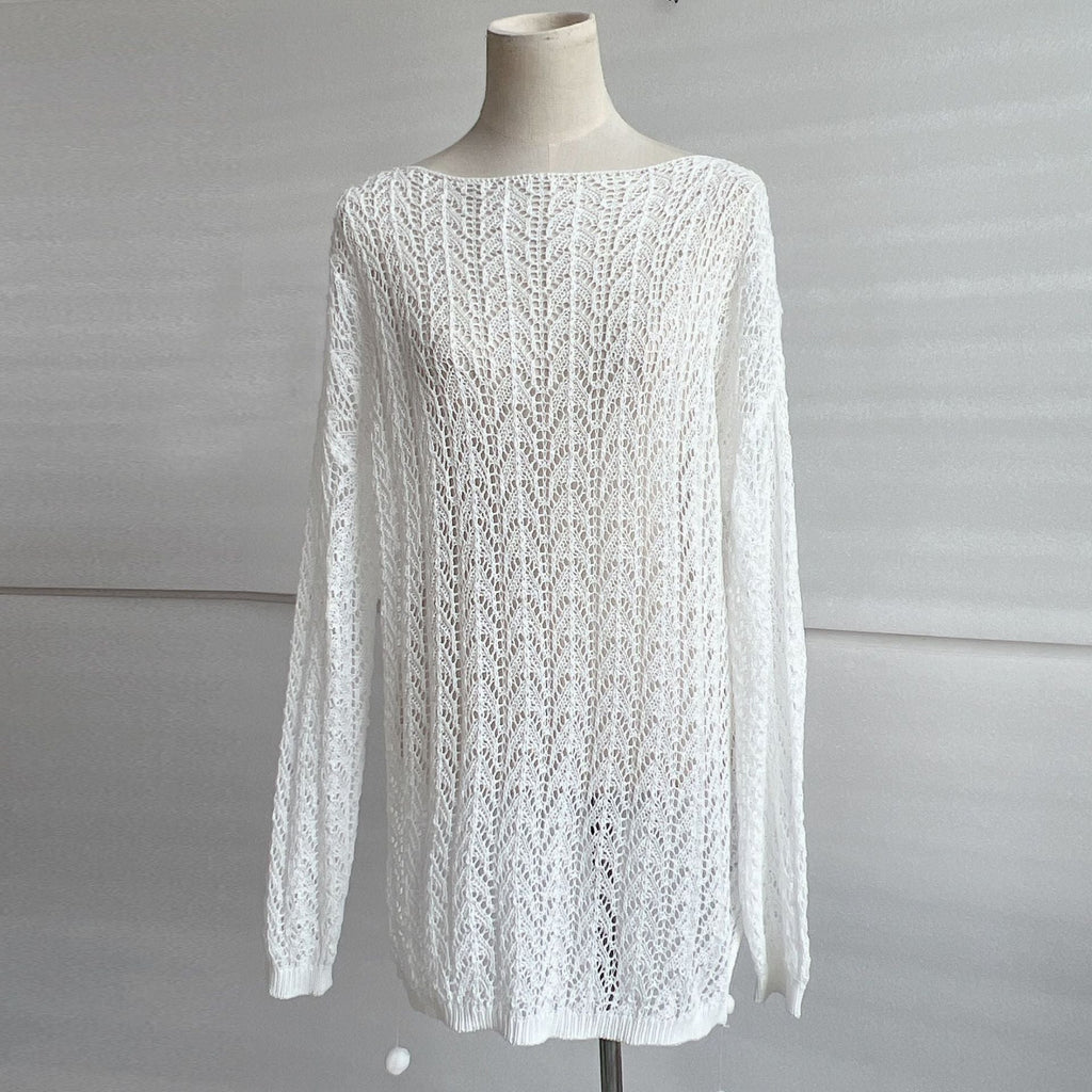 Temecula Sheer Crochet Dress Ivory