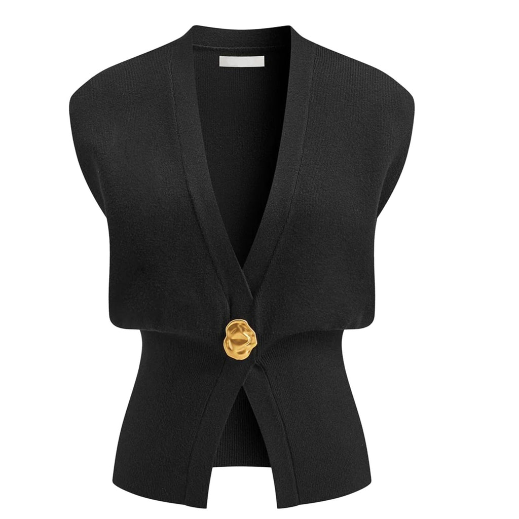 Contrast Trim Knit Vest and Midi Skirt Set
