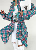 Plaid Oversized Frayed-Edge Shirt