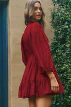 Zyna Satin Shirred Dress Brick