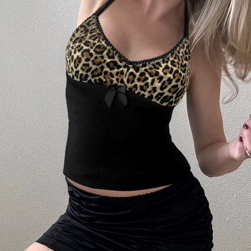 Gia Leopard Halter Bustier Top