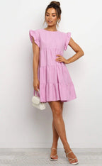 Innocence Linen Blend Babydoll Dress Lavender FINAL