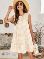 Cupcake Cotton Pocketed Polka Dot Babydoll Dress Beige
