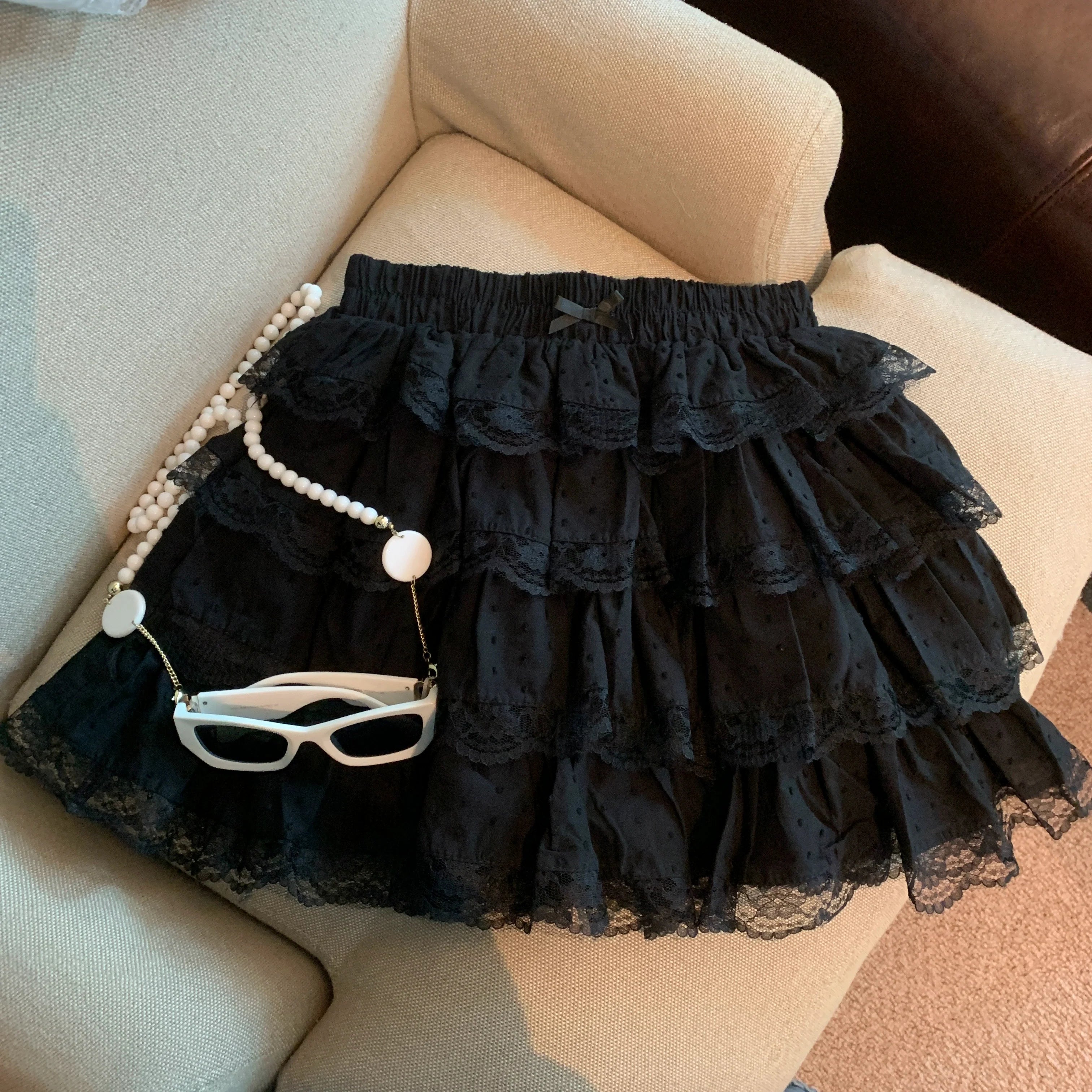 Reagen Tiered Bow Mini Skirt