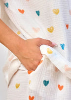 Cotton Gauze Heart Print Pajama Set