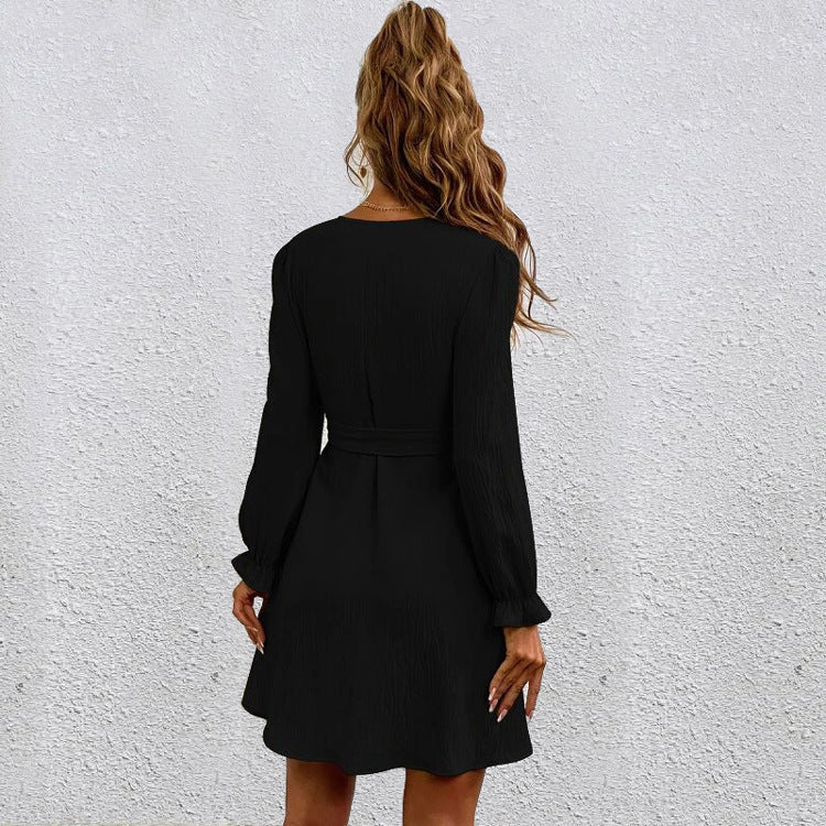 Sequel Bell Sleeve Tie Dress Black