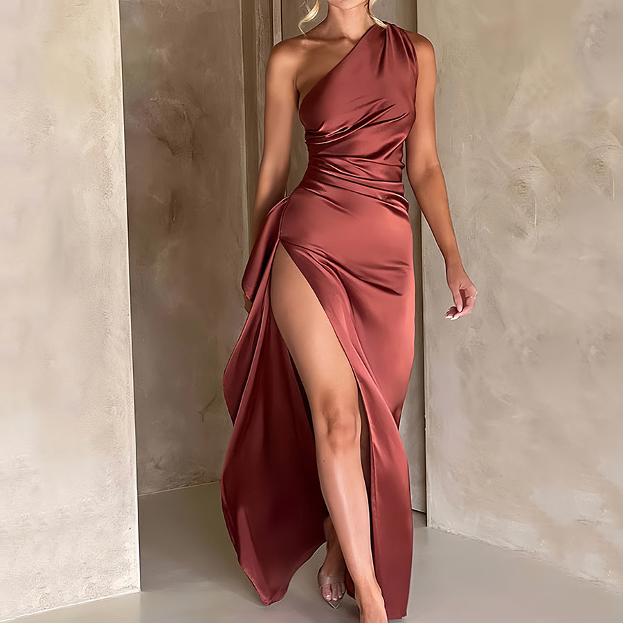 Rebeca Chic Satin Maxi Dress Evening Wear Edit