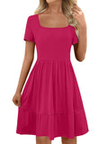 Luisa Effortless Women's a Line Casual Dress with Square Neckline and Flounce Chic Silhouette Collection