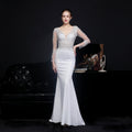 Full Craft Lace Diamond Toast Dress Bride Long Long Sleeve Appreciation Dinner Fishtail Evening Dress Formal Gown