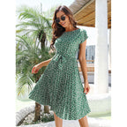 Begoña Effortless Women's Floral Midi Dress with Tie Belt Statement Occasion Edit