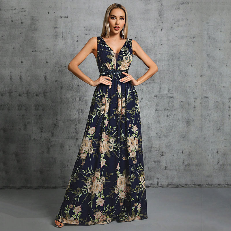 Evening Dress Deep V Plunge neck Backless Graceful Formal Dress Cocktail Party Prom Formal Dress