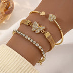 Rhinestone Heart Alloy Luxury Bracelet