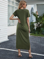 Sorrel Pocketed Knit T Shirt Dress Sage