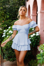 Mahoney Smocked Ruffle Mini Dress Light Blue