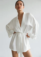 Selene - Satin Lace Trim Robe