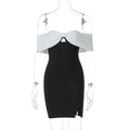 off Neck Contrast Color Tube Top Elegant Dress Slim Fit