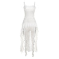 Strap off Neck Lace Stitching Irregular Asymmetric Dress