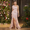 Diagonal Collar Tube Top Printed Dress High Slit Irregular Asymmetric Hem Dress