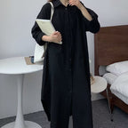 Thalia Effortless Long Linen Shirt Dress Premium Wardrobe Essential