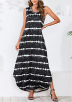 Powell Striped Adjustable Maxi Dress Black